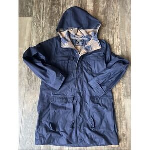 Women's A.P.C. Rue Madame Paris Plaid  Lightweight Parka Jacket‎ Blue Large Navy